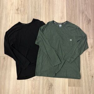 Dickies Men’s Long Sleeve Crew Neck Shirts - Green & Black